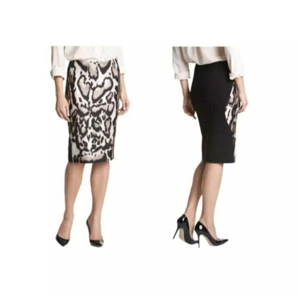 Diane Von Furstenberg DVF Mae Leopard Wool Silk Pencil Skirt Size 4 - Picture 5 of 12